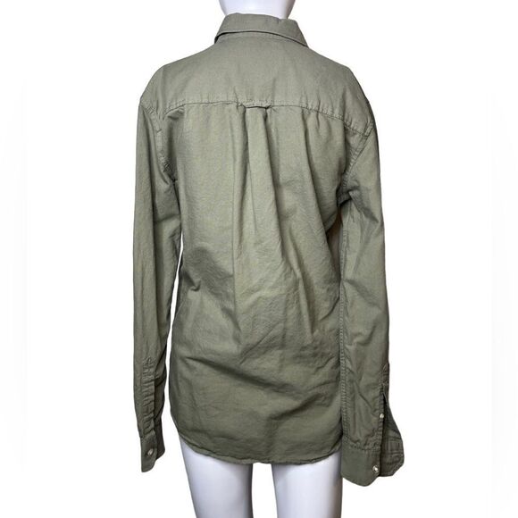 Cotton On Slim Fit Button Down Long Sleeve Shirt Army Green Size XS - Picture 3 of 4